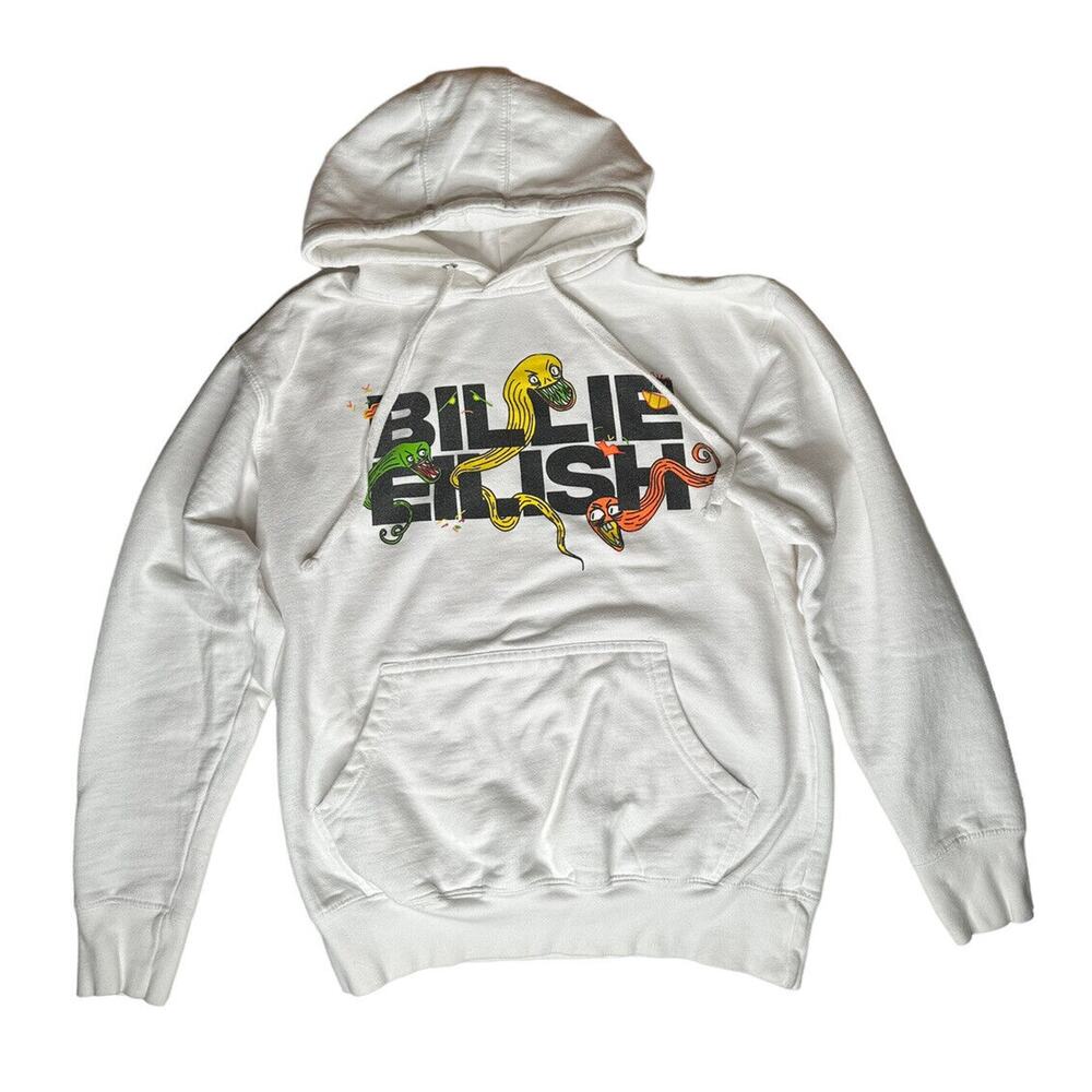Billie Eilish 2019 Concert Tour Lash Music Merch White Graphic Hoodie Size Small